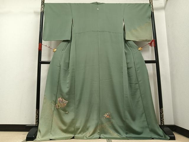 平和屋着物●訪問着 刺繍 花鼓文 暈し染め 金彩 ロング丈 正絹 逸品 AABK3310ph