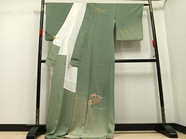 平和屋着物●訪問着 刺繍 花鼓文 暈し染め 金彩 ロング丈 正絹 逸品 AABK3310ph