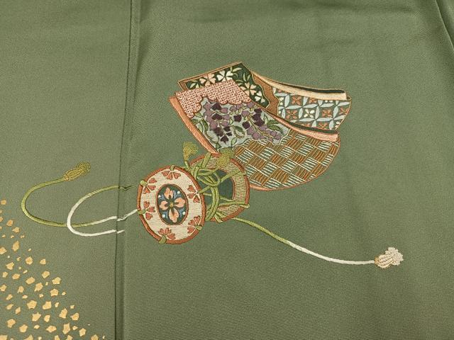 平和屋着物●訪問着 刺繍 花鼓文 暈し染め 金彩 ロング丈 正絹 逸品 AABK3310ph
