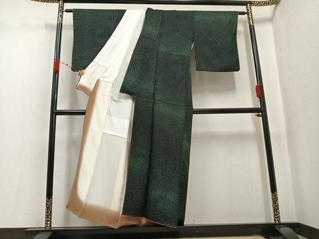 平和屋着物●上質な小紋 霞文 黒地 正絹 逸品 AABK3312ph