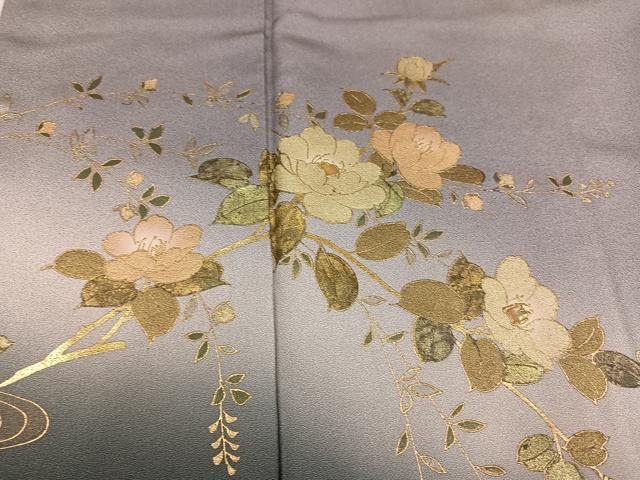 平和屋着物●訪問着 螺鈿 流水草花文 暈し染め 金彩 正絹 逸品 AABK3314ph