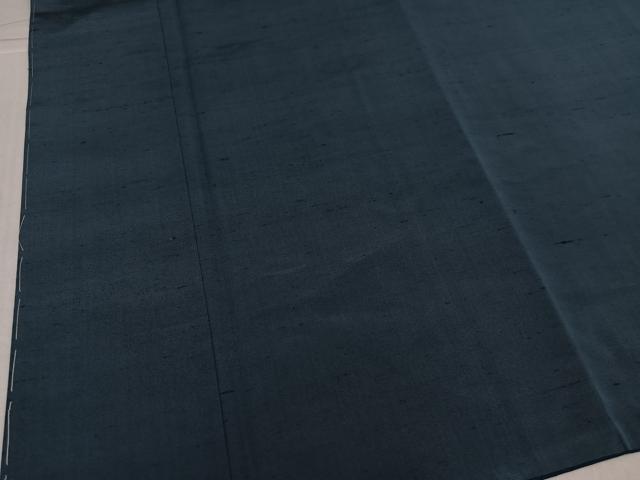 平和屋着物●男性 紬 色無地 錆鉄御納戸色 正絹 逸品 AABK3320ph