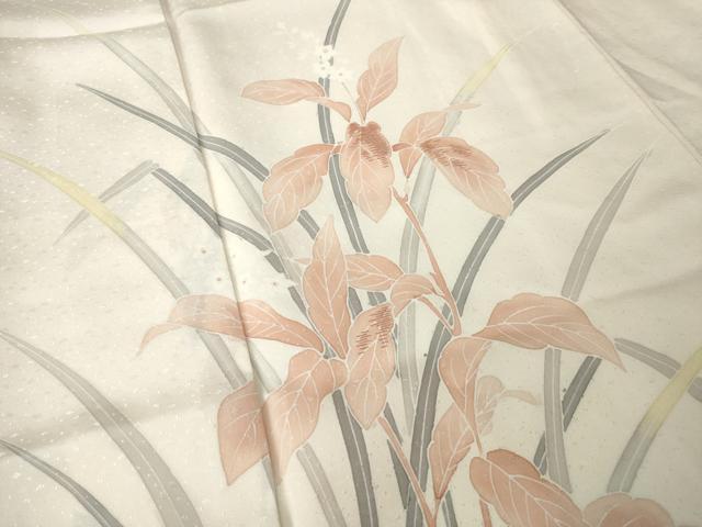 平和屋着物●訪問着 刺繍 草葉文 暈し染め 正絹 逸品 AABK3324ck