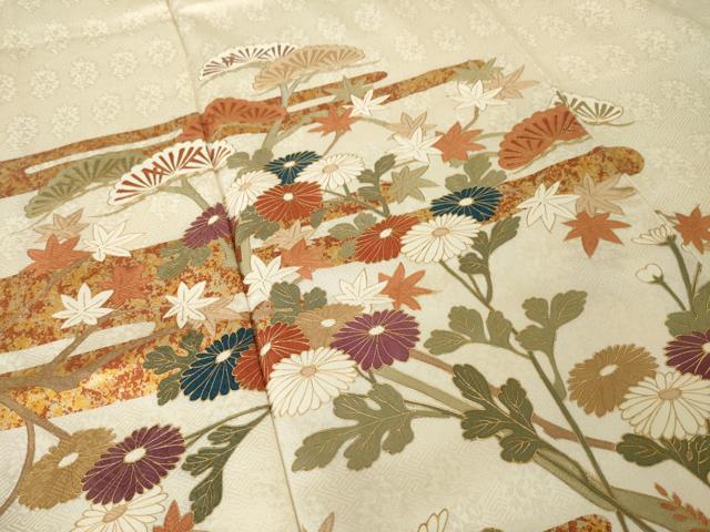 平和屋着物●訪問着 エ霞花文 金彩 正絹 逸品 AABK3328ck