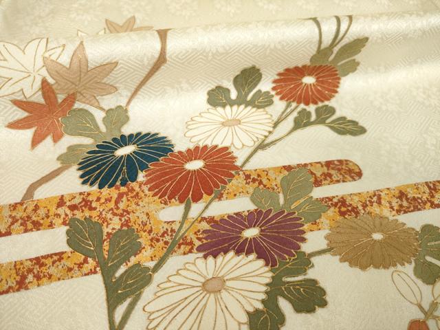 平和屋着物●訪問着 エ霞花文 金彩 正絹 逸品 AABK3328ck