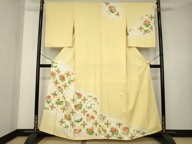 平和屋着物●訪問着 刺繍 花丸天井文 正絹 逸品 AABK3329ck