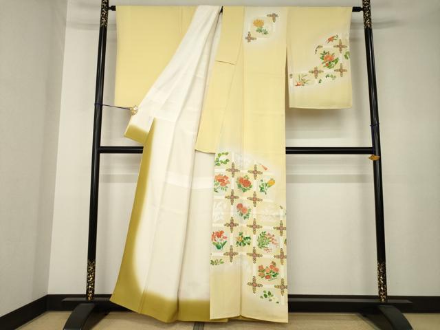 平和屋着物●訪問着 刺繍 花丸天井文 正絹 逸品 AABK3329ck