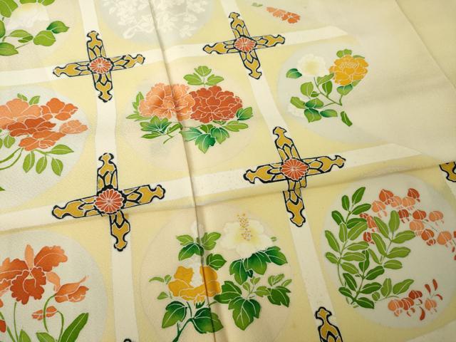平和屋着物●訪問着 刺繍 花丸天井文 正絹 逸品 AABK3329ck