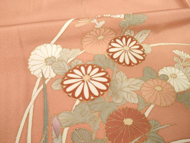 平和屋着物●訪問着 駒刺繍 花車文 暈し染め 金彩 反端付き 正絹 逸品 AABK3341ck