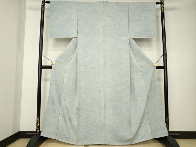 平和屋着物●上質な色無地 流水地紋 素鼠色 正絹 逸品 AABK3348ck