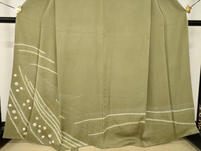 平和屋着物●訪問着 絞り 立波文 金彩 正絹 逸品 AABK3366ck