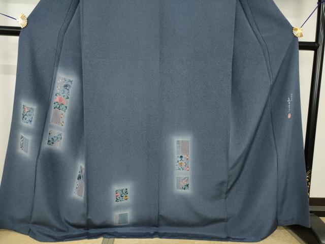 平和屋着物●伝統工芸士 山本富男 訪問着 総刺繍 中国三大刺繍 スワトウ刺繍 汕頭刺繍 短冊更紗花文 正絹 逸品 AABK3369ck