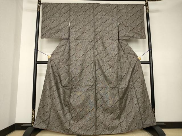 平和屋着物●本場大島紬 9マルキ よろけ立涌花文 正絹 逸品 AABK3374ck