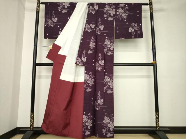 平和屋着物●上質な紬 葡萄唐草文 正絹 逸品 AABK3377ck