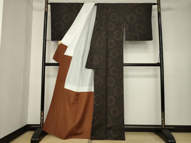 平和屋着物●上質な紬 丸文 正絹 逸品 AABK3380ck