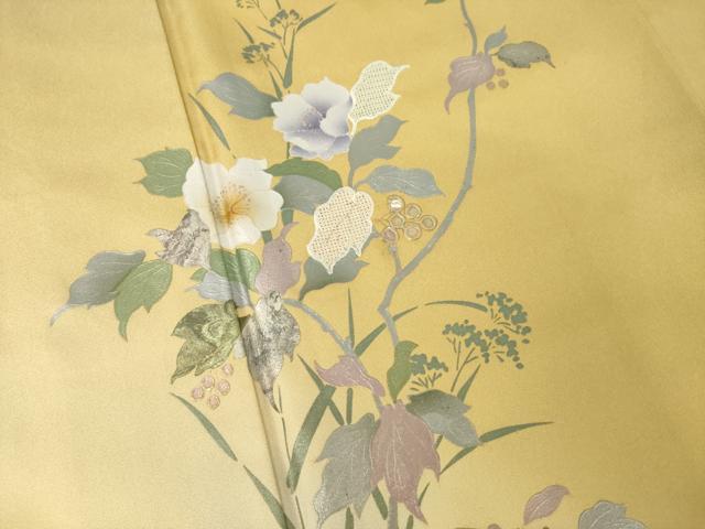 平和屋着物●訪問着 中国三大刺繍 スワトウ刺繍 汕頭刺繍 螺鈿 草花文 暈し染め 金銀彩 正絹 逸品 AABK3385ck
