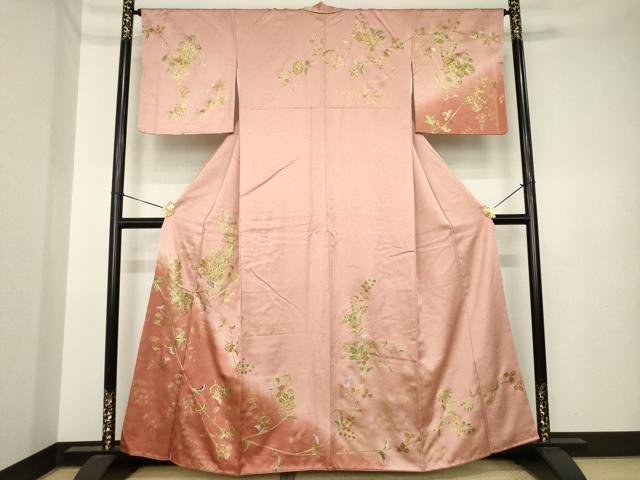 平和屋着物●訪問着 螺鈿 更紗花文 暈し染め 金銀彩 正絹 逸品 AABK3388ck