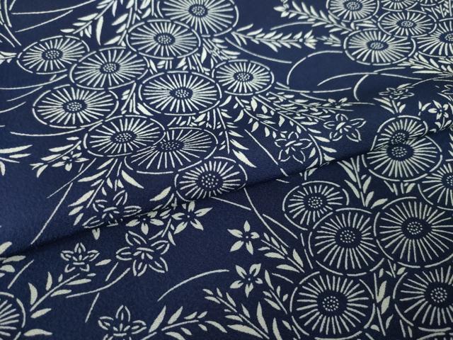 平和屋着物●上質な小紋 藍 型染め 菊 そごう扱い 正絹 逸品 AABK3391ck