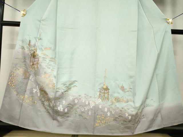 平和屋着物●訪問着 総刺繍 山車 暈し染め 正絹 逸品 AABK3397ck