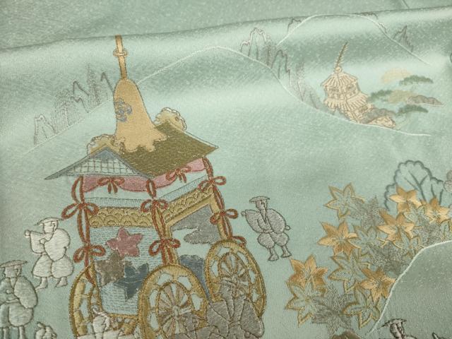 平和屋着物●訪問着 総刺繍 山車 暈し染め 正絹 逸品 AABK3397ck