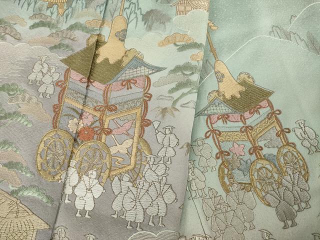 平和屋着物●訪問着 総刺繍 山車 暈し染め 正絹 逸品 AABK3397ck