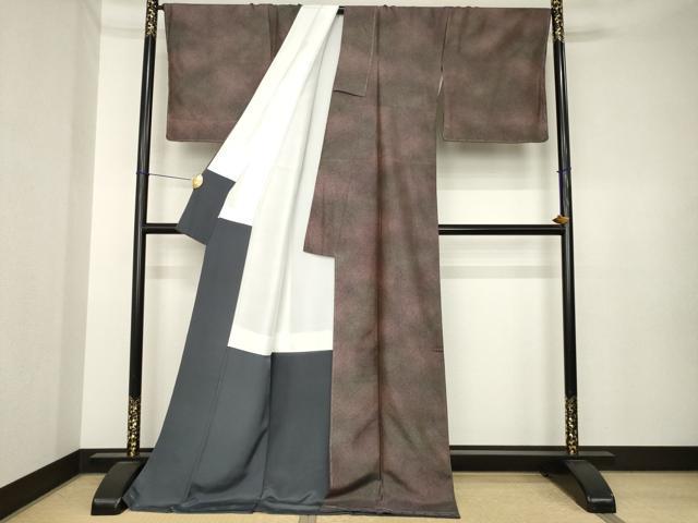 平和屋着物●本場染大島紬 霞文 宮脇兼太郎商店 証紙付き ロング丈 正絹 逸品 AABK3398ck
