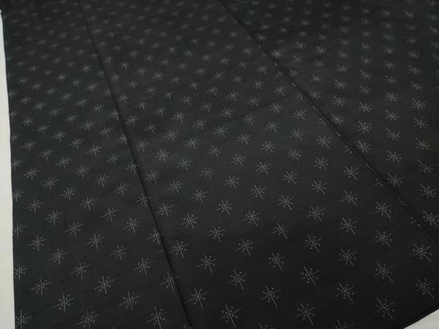 平和屋着物●上質な紬 幾何学文様 黒地 正絹 逸品 AABK3400ck