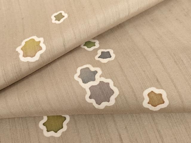 平和屋着物●上質な小紋 紬地 ろうけつ染め 舞花文 正絹 逸品 未使用 AABK3410cs