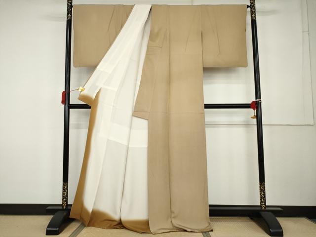 平和屋着物●江戸小紋 万筋 白茶色×丁子色 正絹 逸品 AABK3411cs