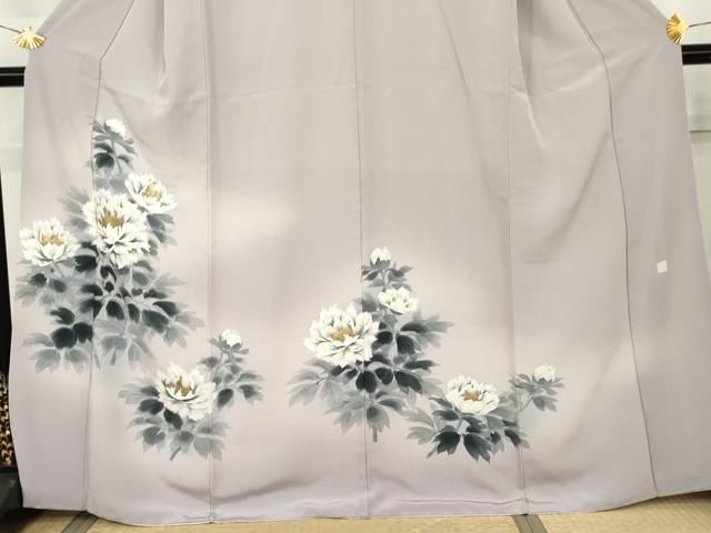 平和屋着物●訪問着 手描き 草花文 暈し染め 正絹 逸品 AABK3412cs