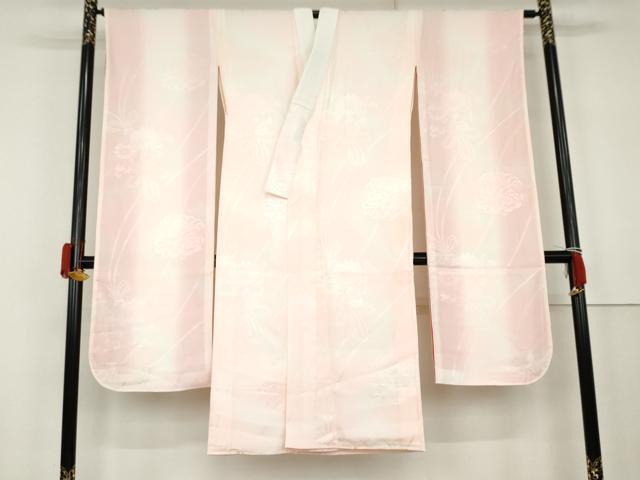 平和屋着物●振袖用長襦袢 袷 草花地紋 暈し染め 正絹 逸品 AABK3421cs