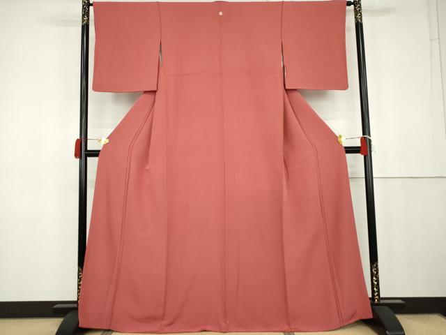平和屋着物●上質な色無地 真朱色 正絹 逸品 AABK3424cs