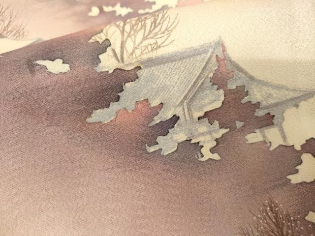 平和屋着物●訪問着 風景樹林文 暈し染め 正絹 逸品 AABK3427cs