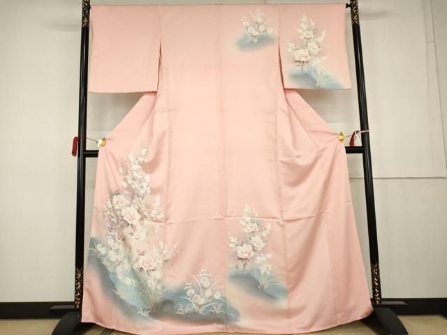 平和屋着物●訪問着 流水花鳥文 暈し染め 正絹 逸品 AABK3428cs