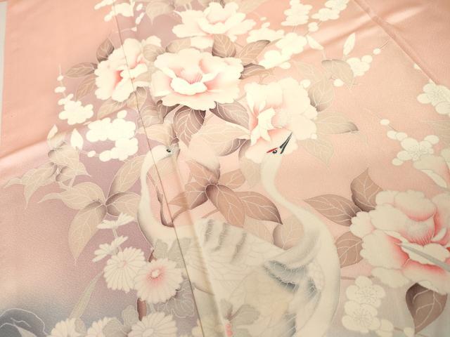 平和屋着物●訪問着 流水花鳥文 暈し染め 正絹 逸品 AABK3428cs