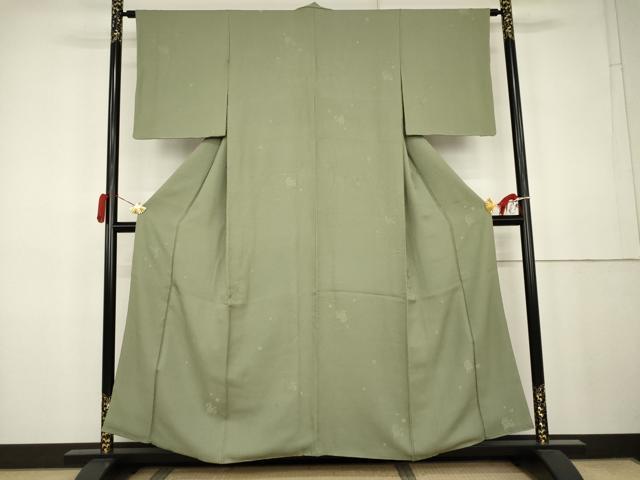 平和屋着物●上質な色無地 草花地紋 薄青色 正絹 逸品 AABK3431cs