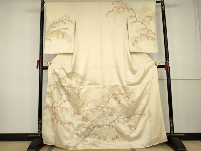 平和屋着物●訪問着 駒刺繍 唐草文 金彩 正絹 逸品 AABK3432cs