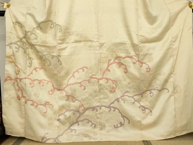 平和屋着物●訪問着 駒刺繍 唐草文 金彩 正絹 逸品 AABK3432cs