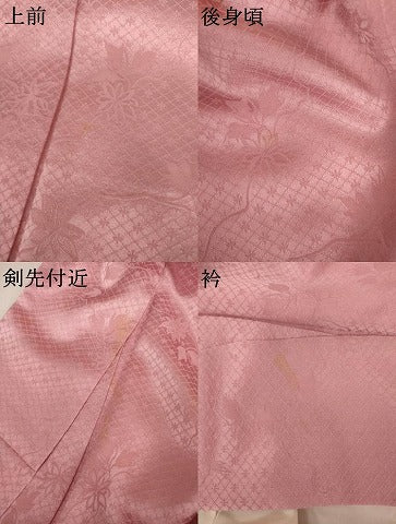 平和屋着物●上質な色無地 花蔦の葉地紋 薄紅梅色 正絹 逸品 AABK3433cs
