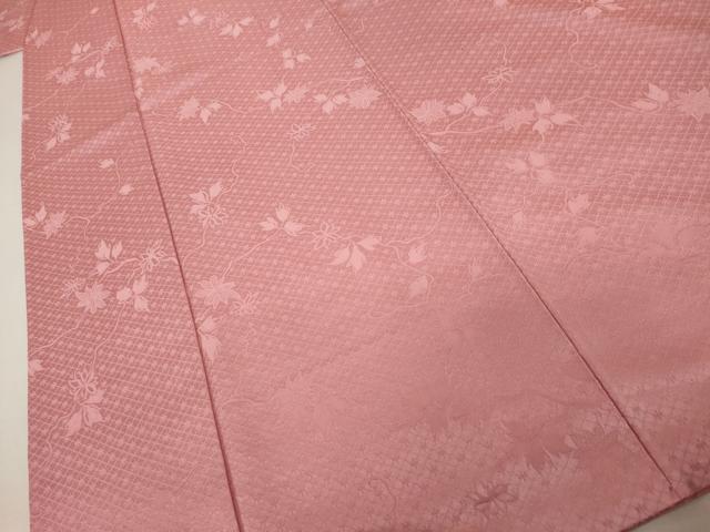 平和屋着物●上質な色無地 花蔦の葉地紋 薄紅梅色 正絹 逸品 AABK3433cs
