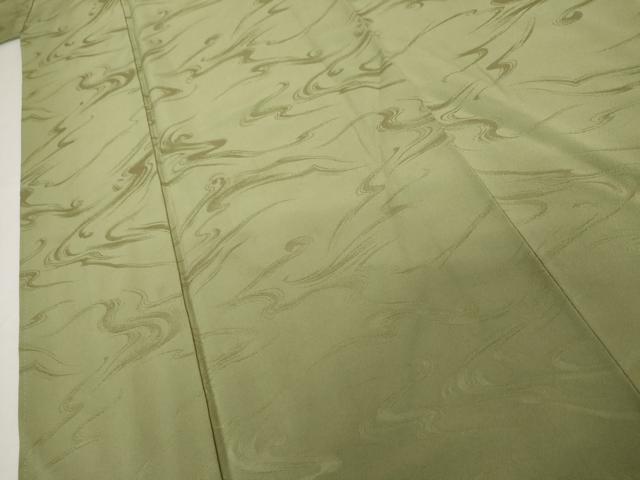 平和屋着物●上質な色無地 流水地紋 柳茶色 正絹 逸品 AABK3439cs
