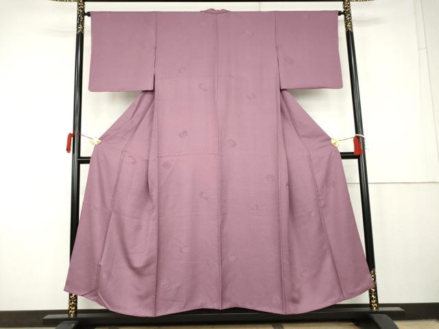 平和屋着物●上質な色無地 雪輪花地紋 菖蒲色 正絹 逸品 AABK3441cs