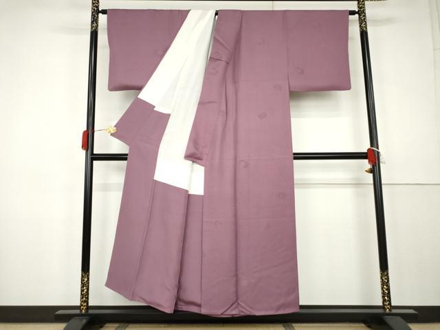 平和屋着物●上質な色無地 雪輪花地紋 菖蒲色 正絹 逸品 AABK3441cs