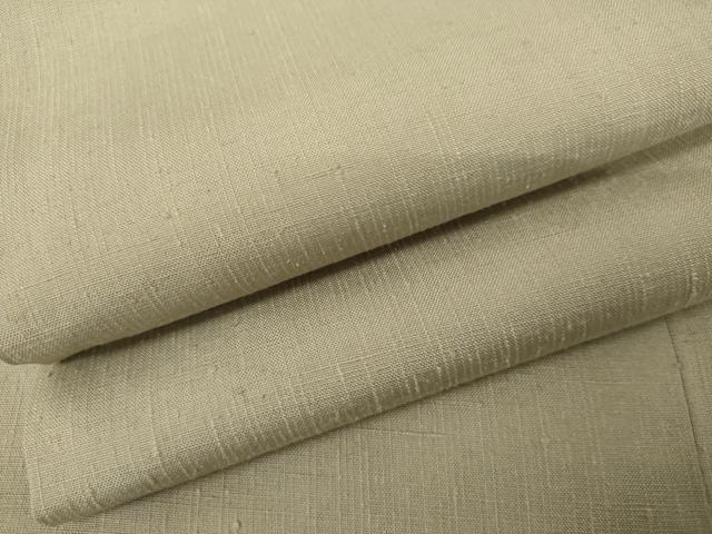 平和屋着物●結城紬 色無地 利休白茶色 正絹 逸品 AABK3442cs