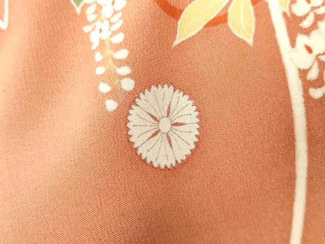平和屋本店●アンティーク 大正ロマン 振袖 駒刺繍 飛鶴草花文 暈し染め 金糸 金彩 正絹 逸品 AABK3447cs