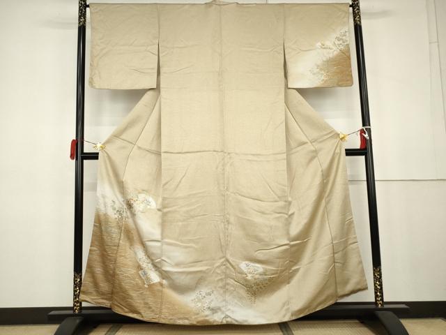 平和屋着物●訪問着 扇面草花文 暈し染め 金銀彩 正絹 逸品 AABK3450cs