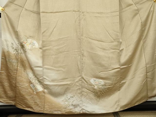 平和屋着物●訪問着 扇面草花文 暈し染め 金銀彩 正絹 逸品 AABK3450cs
