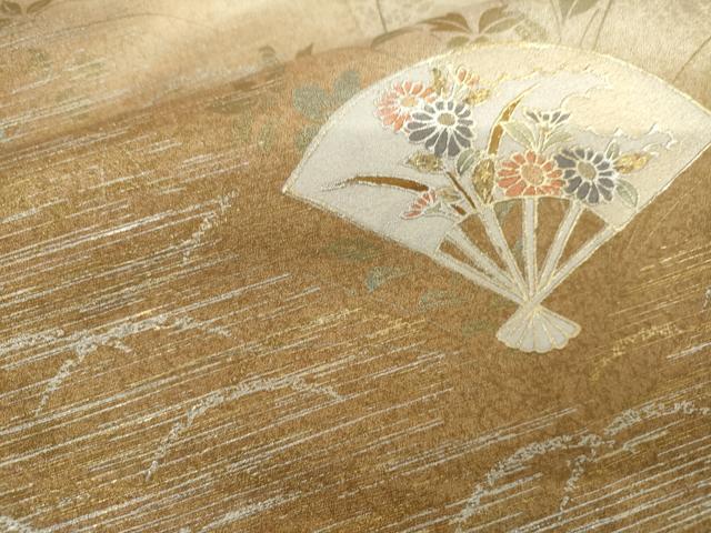 平和屋着物●訪問着 扇面草花文 暈し染め 金銀彩 正絹 逸品 AABK3450cs