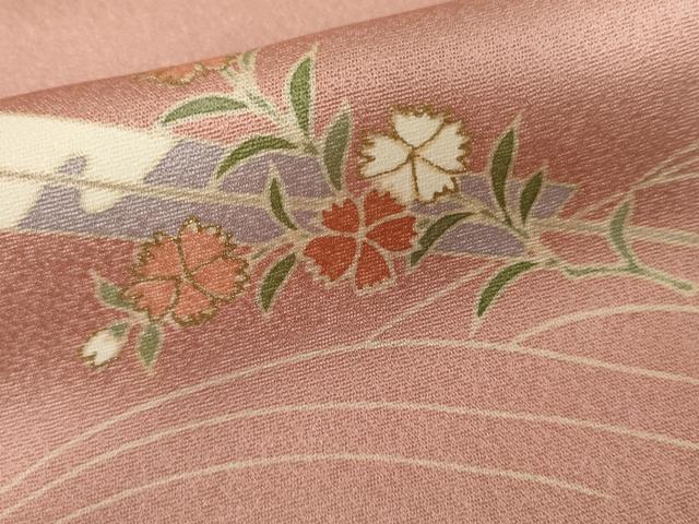 平和屋着物●訪問着 流水草花文 暈し染め 金彩 鈴乃屋扱い 正絹 逸品 AABK3451cs