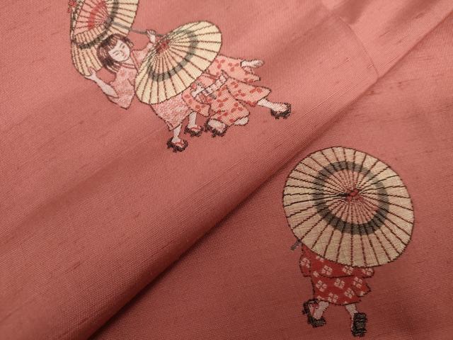 平和屋着物●京の名門・菱屋六右ェ門 紬 童子 番傘 正絹 逸品 AABK3454cs